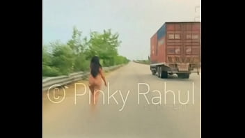 Pinky walking nude on Indian Highways as a part of dare given by her husband